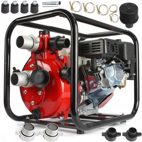 Motopompa a Scoppio per Irrigazione 4 Tempi Benzina OHV 7 CV Altezza di Sollevamento 65m Autoadescante Portata 600 L/min